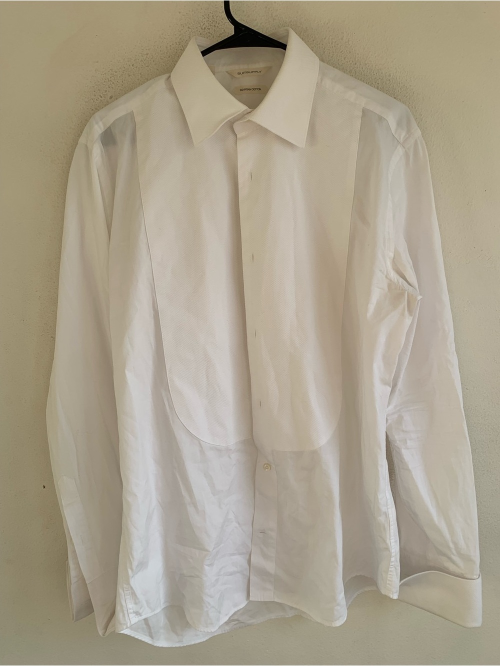 Suitsupply Egyptian Cotton Shirt LS French Cuff Tux White 42 16 1/2 Slim Fit